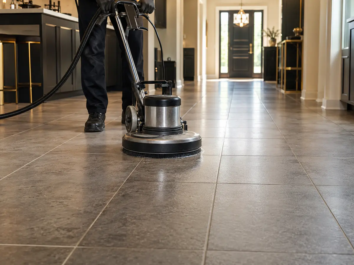 Tile & Grout Cleaning service in progress