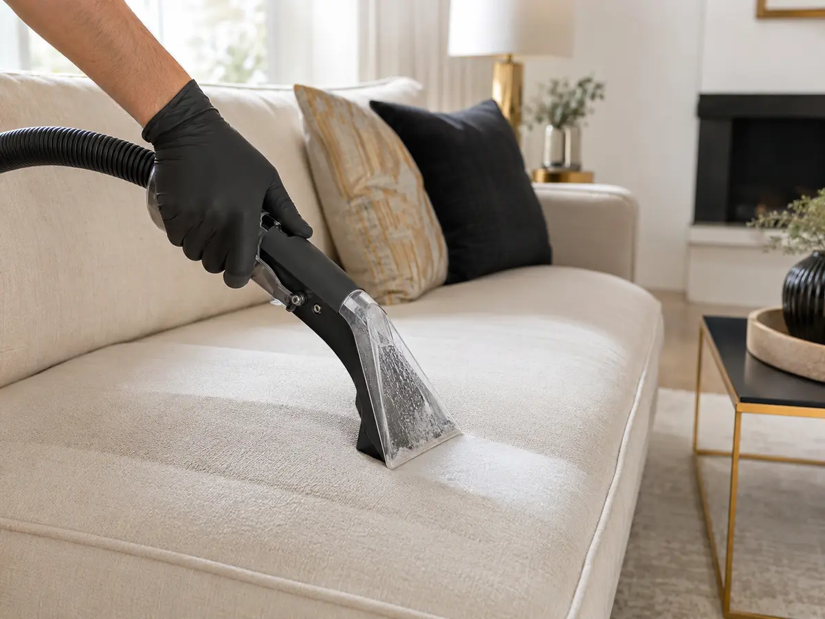 Upholstery Cleaning service in progress