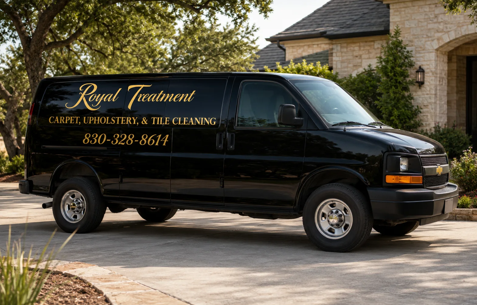 Royal Treatment carpet, upholstery, and tile cleaning service van